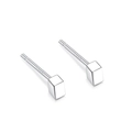 Minimalist S925 sterling silver cube stud earrings for women with polished silver finish - Rectangle Block Studs