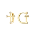 Boucles d'oreilles créoles croix asymétriques en argent S925 plaqué or 14K avec zircons - Design de Croix (SE0097) / Argent S925 Plaqué Or 14K / Doré