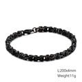 Schwarzes Byzantiner-Armband aus Edelstahl für Herren mit 4 mm Breite und Karabiner - Rein Schwarz Stil (KB106711-Z) / 200x4mm