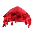 Western style red turban hat with satin lining and decorative tassels for men - Red