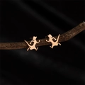 Schicke Roségold-Eidechsen-Ohrstecker für Damen mit poliertem Gecko-Tier-Design - Laufender Hund / Roségold