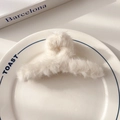 Plush cream white claw clip for women with soft faux fur finish for autumn hairstyle - White Plush Claw Clip
