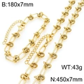 Set gioielli in acciaio al titanio placcato oro 18k con collana e bracciale a catena annodata - Set Catena con Nodi Dorati (KS227071-ZCG)