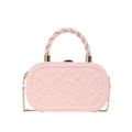Bolso tipo caja rosa chic con diseño de corazones en relieve y cadena dorada - Rosa