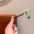 Klassieke houten haarspeld met groene bloem en kwastje in een elegante stijl - 10# Maankijken Comfort