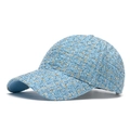 Casquette en tweed bleu clair avec fil doré élégant et visière courbée classique - Réglable / Bleu ciel