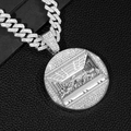 Collar Hip Hop cadena cubana plata con colgante medallón La Última Cena y brillantes - Solo colgante / Plateado