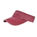 Unisex washed cotton open top sun visor hat in vintage burgundy red with long curved brim - Burgundy