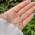 Collar de lazo hecho a mano con cuentas bañadas en oro de 18K y circonitas cúbicas - Transparente