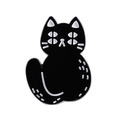 Spilla creativa in smalto nero a forma di gatto a quattro occhi con linee bianche - Gatto a Quattro Occhi (QHXZ3739)