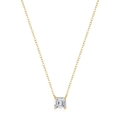 Minimalist S925 sterling silver necklace in gold finish with square cut zircon pendant - 925 Silver / Gold