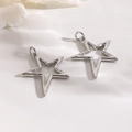 Detail of silver hollow star pendants with smooth metallic finish for jewelry making - Silver (29x24mm Hollow Style)