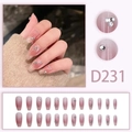 Pink gradient long coffin press-on nails with rhinestone accents and glossy finish - Pink Gradient Scattered Rhinestones (D231)