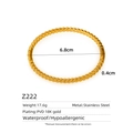 Macro shot of 18K gold plated stainless steel bead bracelet with Z222 model size details - Twill Engraved Bangle (Z222)