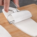 3-in-1 stainless steel vegetable peeler slicer with white roller for kitchen slicing - Stainless Steel Silver Serrated / Large