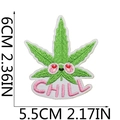 Detailed embroidery of green CHILL maple leaf patch with precise size measurements - Chill Letter Heart Style (3号)