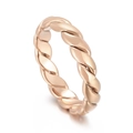 Polished rose gold twisted rope ring with a minimalist braided stainless steel design - Style B Rose Gold (KR104741-KFC)