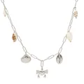 Zilveren oceaan ketting met metalen krabhangers en natuurlijke witte schelpenhangers - Zilver (PD1695)