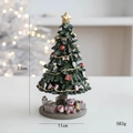 Resin Christmas tree tabletop ornament with pink bows and golden star at 23cm height - Rotating Music Christmas Tree Style C