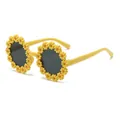 Yellow sunflower kids sunglasses with round dark lenses for beach and outdoor play - Yellow Frame Grey Lens