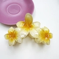 Yellow and white gradient plumeria hair claw clip with triple flower design for women - Large 11.5CM / Gradient Yellow