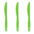 Three bright green plastic party knives with serrated edges for kids dinosaur parties - 10 Green Plastic Knives