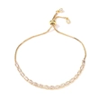 Detail of adjustable 18k gold plated bracelet with marquise-cut zircon stones and slide clasp - Oval Bracelet / Adjustable / Gold