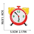 Embroidered alarm clock patch for school bags with clear dimensions on white background - Red Alarm Clock Style (X30QC-078-16)