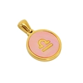 18K gold plated Libra constellation pendant necklace with pink mother of pearl inlay - Libra - Single Pendant
