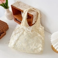 Sac à bandoulière crème avec motifs nœuds bleus et ruban en dentelle décoratif - Avec Grand Noeud en Dentelle / Jaune