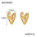Détail de boucles d'oreilles cœur dorées avec perle blanche, taille 1,5 cm x 1,8 cm - Or Coeur Irrégulier Perle Artificielle (BE47492BG0)