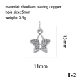 Pendentif étoile en cuivre rhodié avec zircons pour création de bijoux DIY - Étoile Argentée I (I-2)