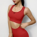 Completo yoga rosso senza cuciture da donna con reggiseno sportivo e leggings a vita alta - Taglia S / Top / Rosso