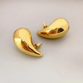 Polished 18K gold teardrop earrings with a minimalist geometric design and metallic finish - E1428-18K Gold Solid (4.3*2.4cm)