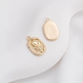 14K gold filled oval tulip relief pendant with shimmering matte finish for DIY jewelry - Rose Oval 9x15mm