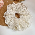 Chouchou élégant en dentelle blanche avec broderie florale double couche pour femmes - 79# Dentelle Plissée Brodée Blanche (HH3984)