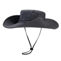 Dark grey quick-dry outdoor sun hat with adjustable drawstring and metal air vents - 12cm Large Brim / Gray