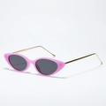Occhiali da sole cat-eye rosa con lenti grigie e sottili stanghette dorate - Viola