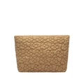 Quilted khaki floral small handbag with trapezoid shape and textured puff design - Khaki