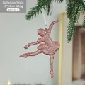 Rose gold ballerina Christmas ornament with glitter finish on a green pine branch - Ballerina Style