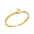 Minimalist gold plated stainless steel adjustable ring featuring a unique flame design - Flame