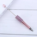 Penna a sfera fai da te in oro rosa con strass viola scintillanti di design - Inchiostro Nero / Rosa