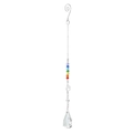 Rainbow crystal suncatcher with silver paw print charm and transparent teardrop pendant - Style 8 - 50mm Double-Sided Pear