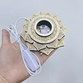 LED-Sockel aus Holz in Lotusform mit USB-Kabel für Kristallkugel-Schreibtischdeko - Weißes Licht: Großer Lotus / Durchmesser 11cm Höhe 2,5cm