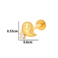 Gold titanium ghost stud piercing with zircon stone and 0.55cm by 0.6cm dimensions - Ghost Shape (T2512-6#) / Gold