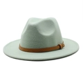 Detailed view of mint green fedora hat featuring a brown snakeskin pattern leather belt - M (56-58cm) / Mint Green