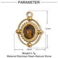 Detailed dimensions of gold stainless steel eye pendant with natural tiger eye stone - VG884/Oval/Tiger Eye