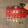 Christmas earrings set with festive bell, Santa, and tree charms on a red card - E1188-1 (6 Pairs Christmas Set)