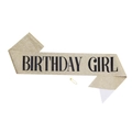 Sparkly gold glitter birthday girl sash with black lettering and matching gold safety pin - GIRL Gold Black Lettering