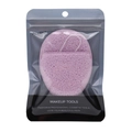 Detail of lavender teardrop sponge with porous texture in branded zip-lock packaging - Teardrop / Purple